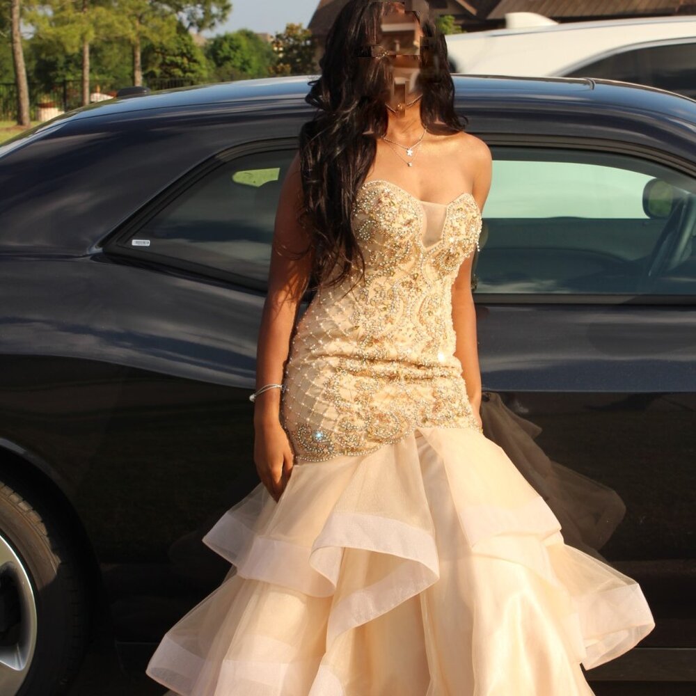 Mermaid Champagne Gold Couture Dress